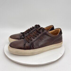 Suitsupply Men Size 8 Dark Brown Leather White Sole Lace Up Low Top Shoes